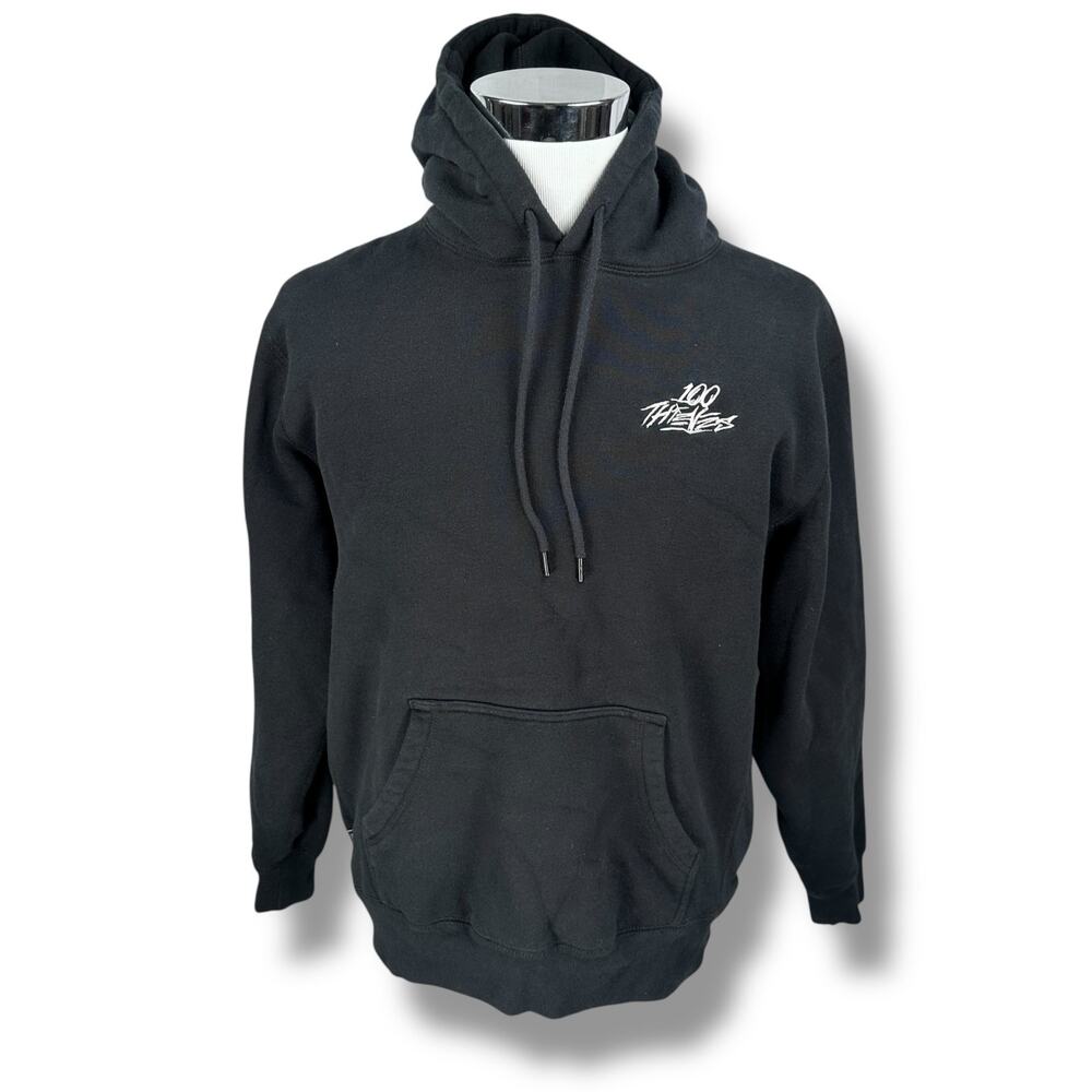100 Thieves Hoodie Mens Medium Black Cotton Streetwear Drawstring Pullover Heavy